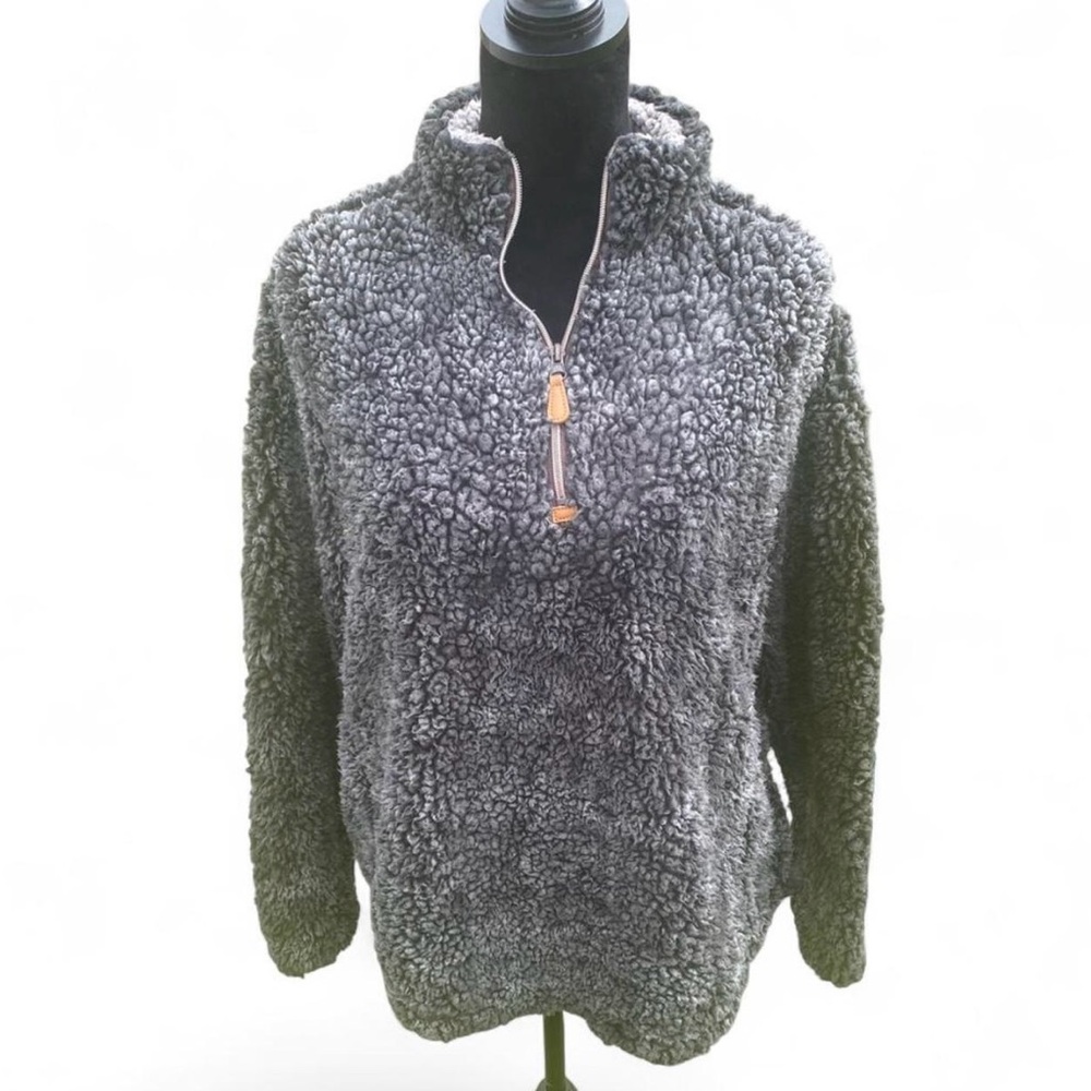 Simply Southern Charcoal Gray Sherpa Quarter-Zip Pullover